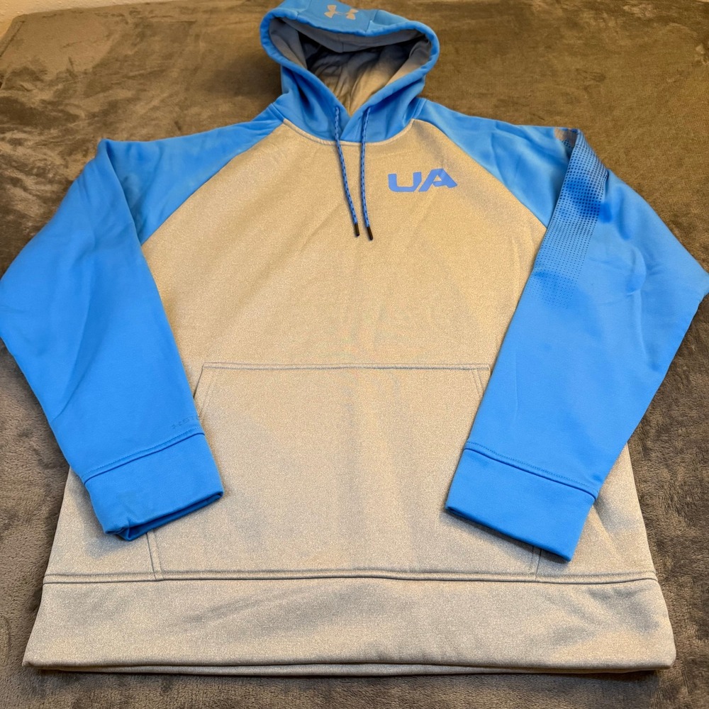 Under Armour UA ColdGear Hoodie Men's Size Medium Gray Blue Fleece Lined
